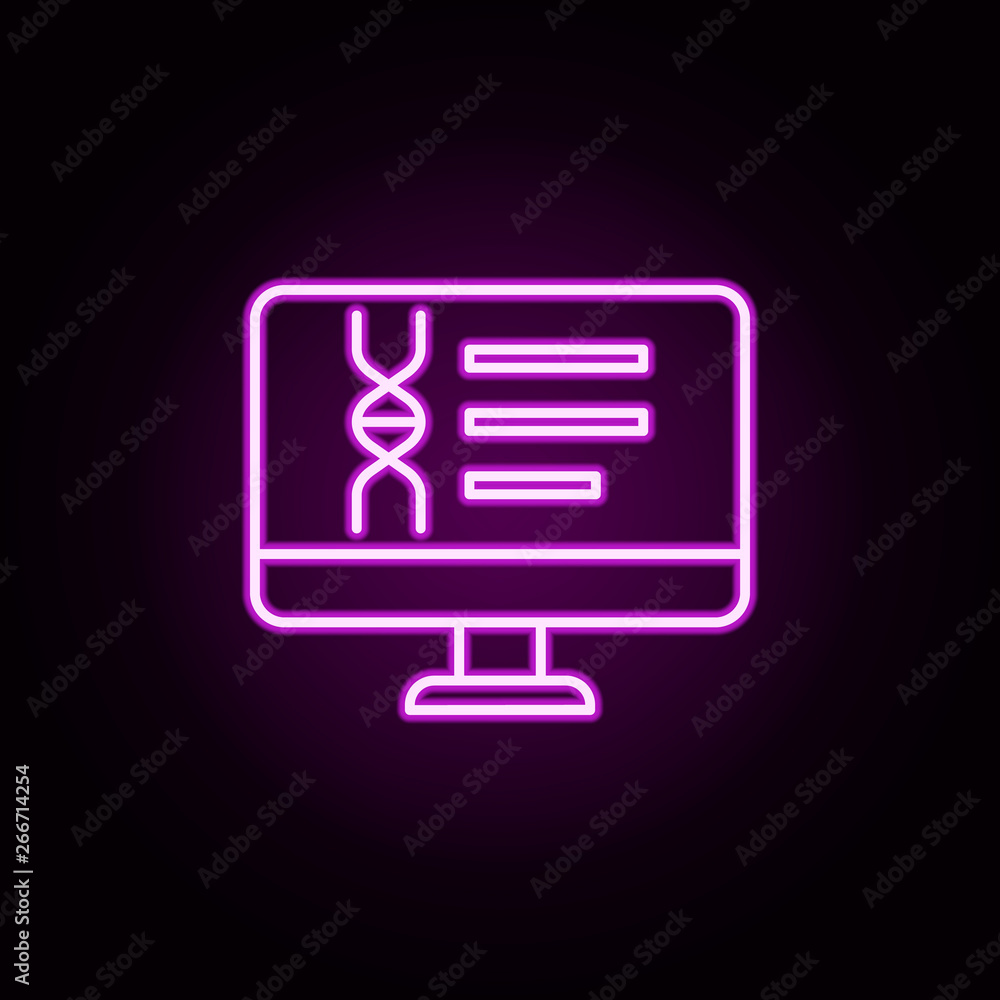 computer, dna, education, online courses neon icon. Elements of online education set. Simple icon for websites, web design, mobile app, info graphics computer, dna, education, online courses neon icon. Elements of online education set. Simple icon for websites, web design, mobile app, info graphics