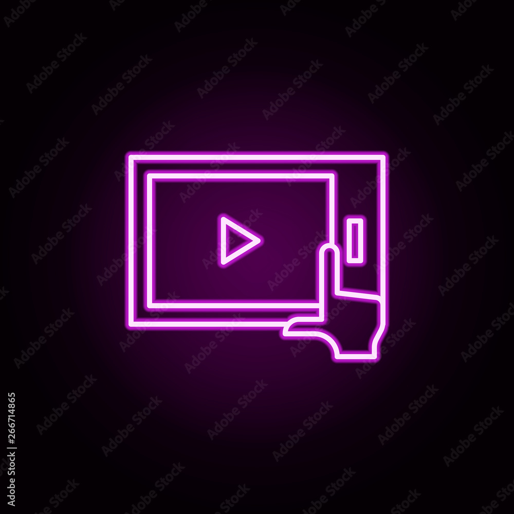 play, tablet, touch, video neon icon. Elements of online education set. Simple icon for websites, web design, mobile app, info graphics play, tablet, touch, video neon icon. Elements of online education set. Simple icon for websites, web design, mobile app, info graphics