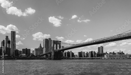 Brooklyn Bridge crossing over the East River in New York