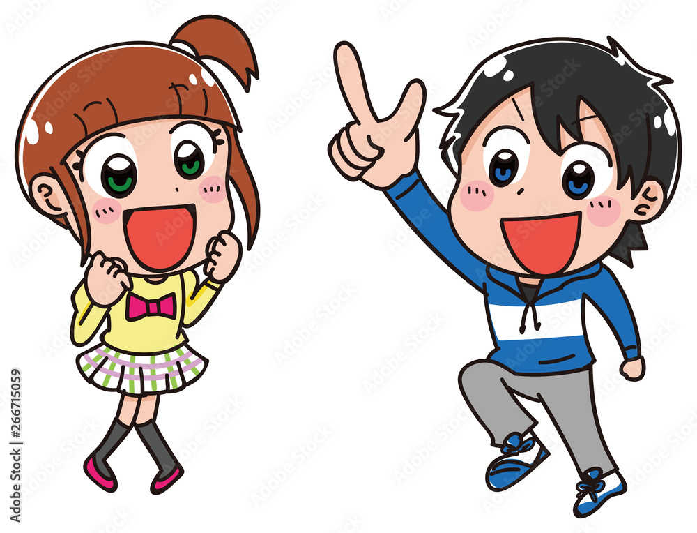小学生の男女のイラスト素材(冬) 小学生の男女のイラスト素材(冬)