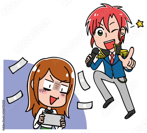 アイドルのスマホゲームに課金する女性のイラスト素材 Stock Vector Adobe Stock