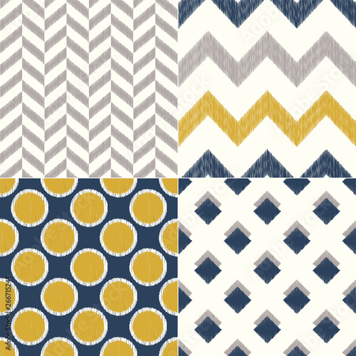seamless navy and yellow geometric textile background pattern for home interior design 