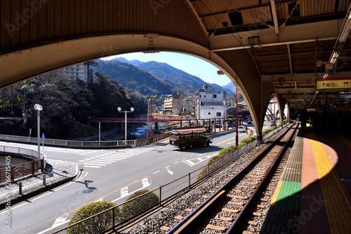 箱根湯本駅から外を流れる早川の景色 photo