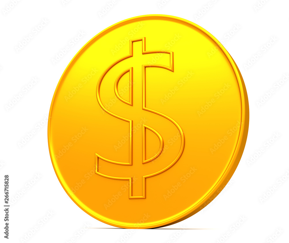 Golden dollar sign. Golden dollar sign.