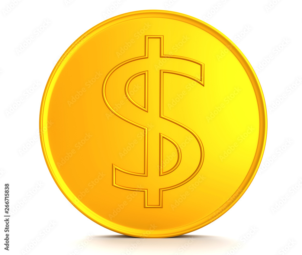 Golden dollar sign. Golden dollar sign.