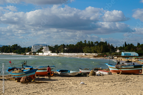 Fisherman's boat at beach in Tunisia, Hammamet Tunisia © Midnightsoundscapes