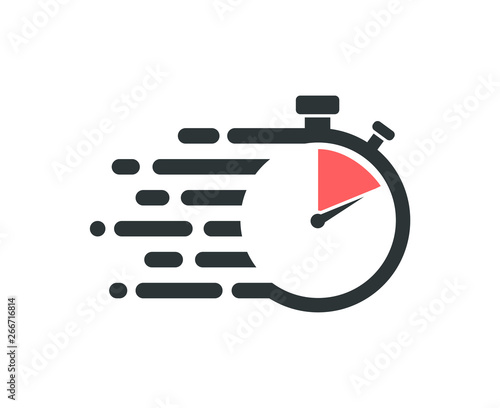 Fast stopwatch icon. Service delivery logo. photo