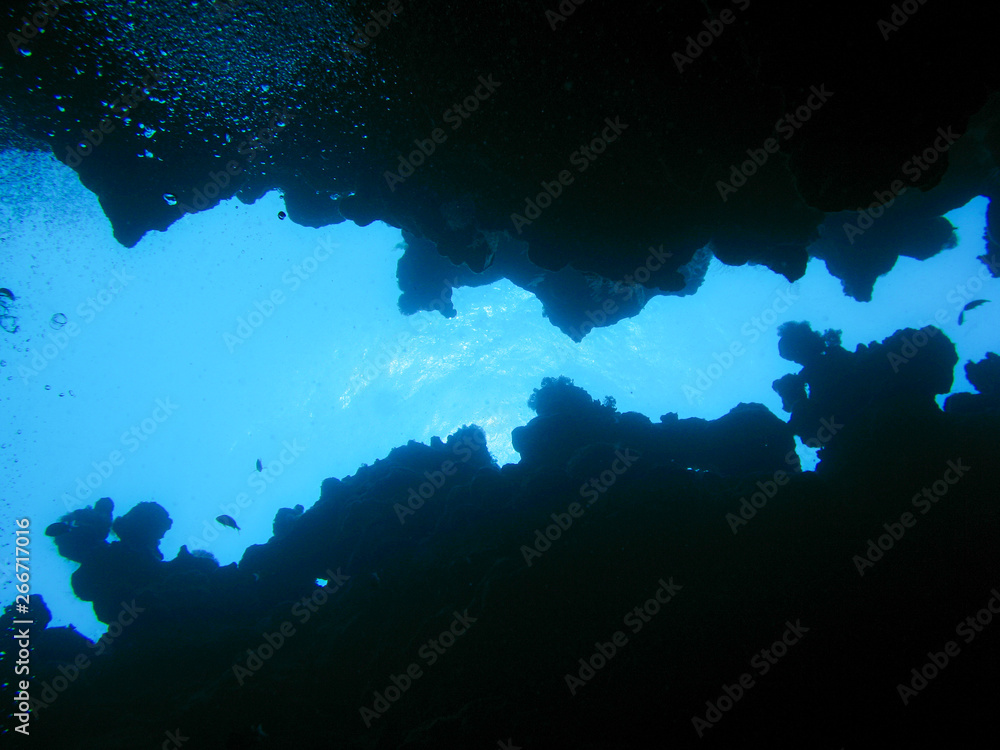 At the bottom of an underwater canyon in Dahab, Egypt Stock Photo