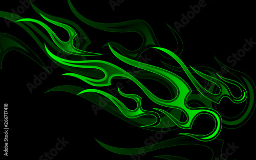 green pattern in the form of flame
