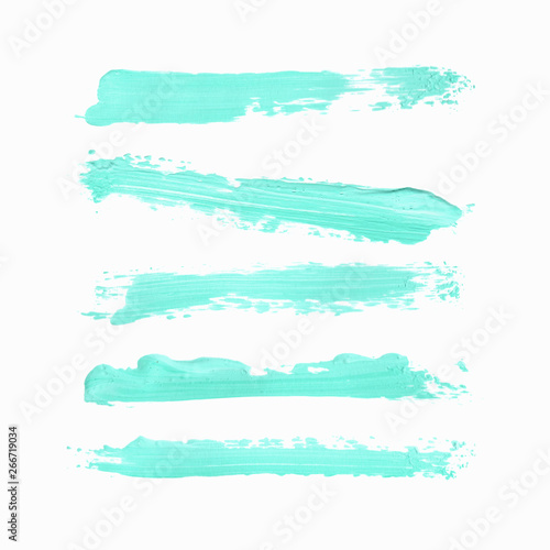 Acrylic art brush painted textured stripes set isolated vector background. Watercolor stroke set.