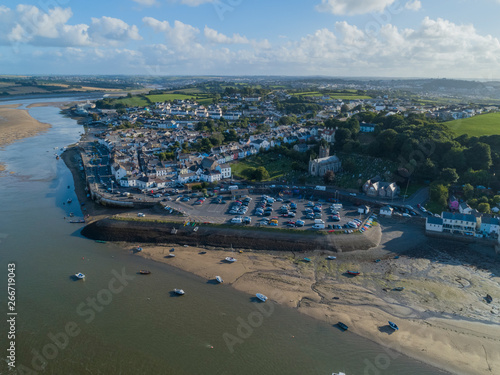 Aerial shot of Appledore coastal village in Devon, United Kingdom