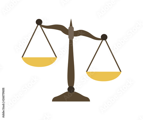 Scales in flat design. Libra icon. Scales of justice.