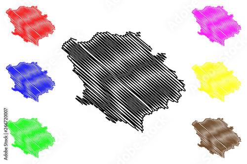 Poltava Oblast (Administrative divisions of Ukraine, Oblasts of Ukraine) map vector illustration, scribble sketch Poltavshchyna map