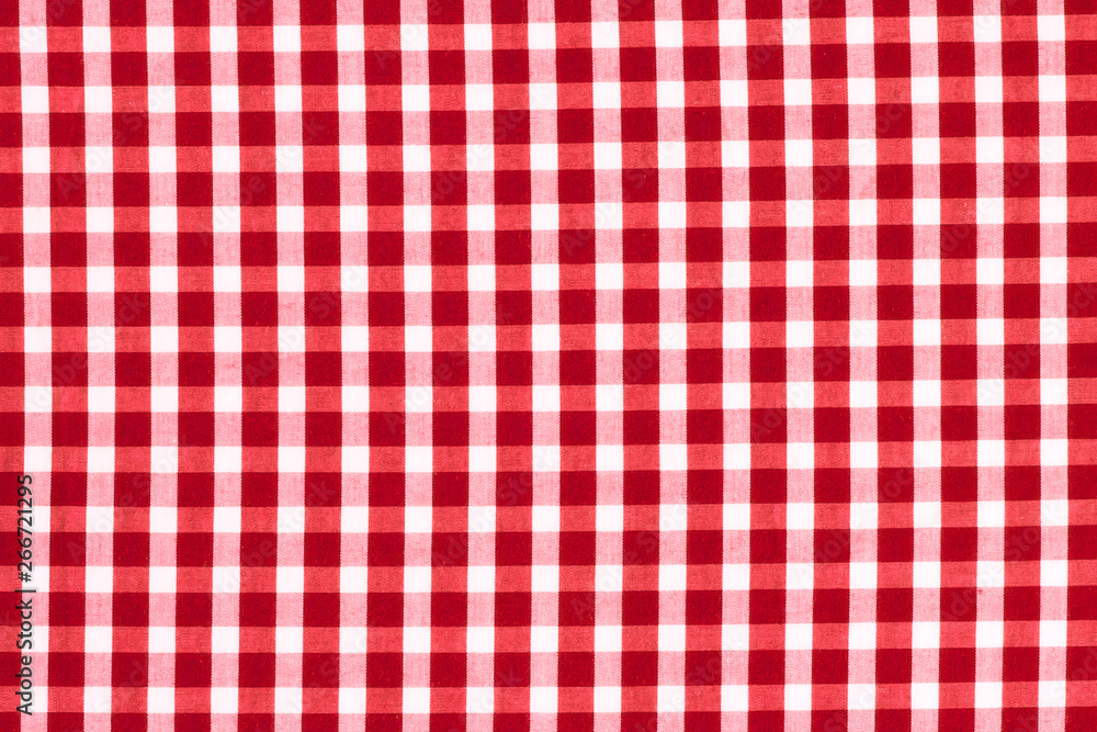Texture of fabric in a cage. Red and white checked fabric. Shirt fabric. Buffalo Lumberjack pattern, scottish cloth Texture of fabric in a cage. Red and white checked fabric. Shirt fabric. Buffalo Lumberjack pattern, scottish cloth