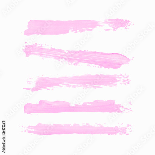 Acrylic art brush painted textured stripes set isolated vector background. Watercolor stroke set.