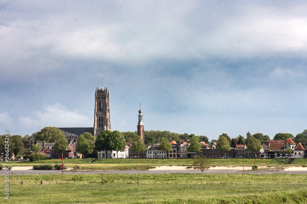 The Dutch town Zaltbommel near the river Waal