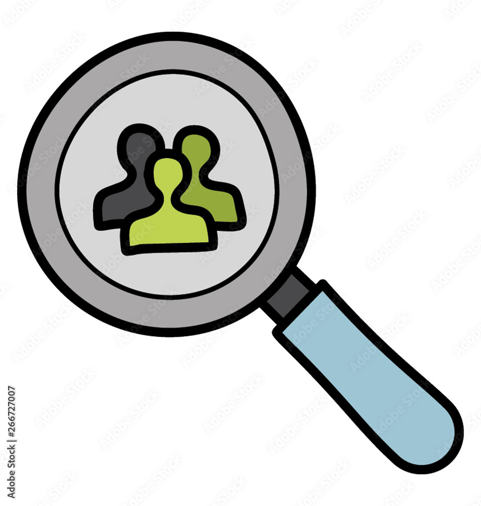 Magnifier searching profile, recruitment doodle design icon Magnifier searching profile, recruitment doodle design icon
