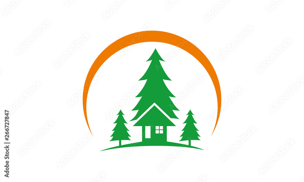 Obraz premium nature pine tree home logo