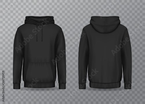 Isolated back and front man hoody on transparent