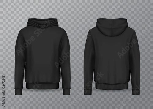 Realistic men hoodie or black 3d hoody, sweatshirt photo