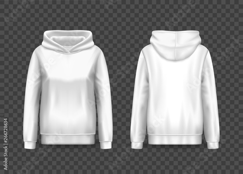 Realistic white women hoody, woman pullover hoodie