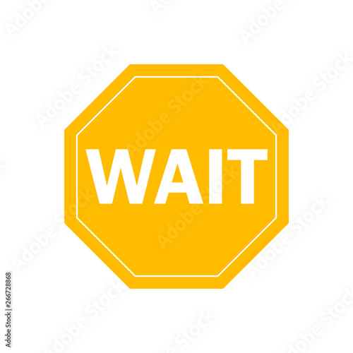 Go, wait, stop set signs. Octagonal green go, red stop, yellow wait. Traffic regulatory warning symbols.