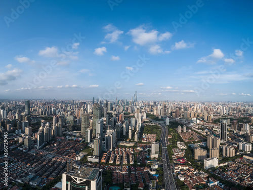 Aerial view of business area and cityscape in the afternoon, West Nanjing Road, Jing`an district, Shanghai © Bob