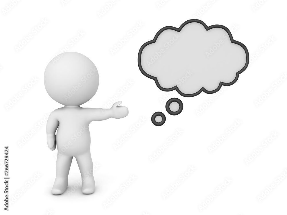 3D Character showing thought bubble 3D Character showing thought bubble