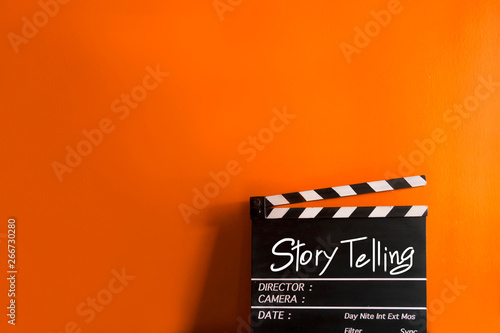 Story telling text title on film slate
