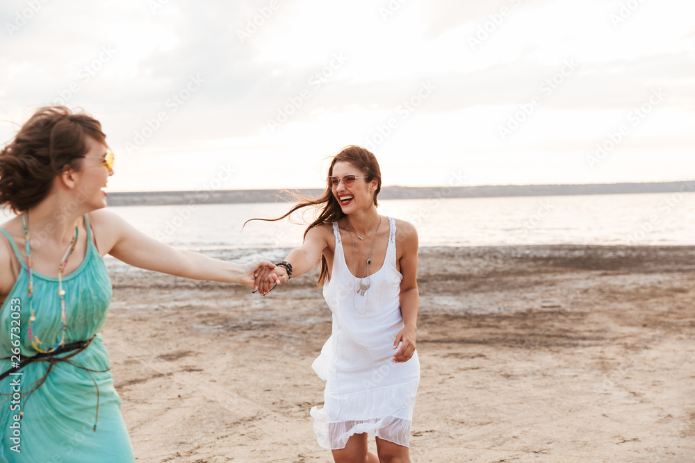 Two cheerful young girls friends Two cheerful young girls friends