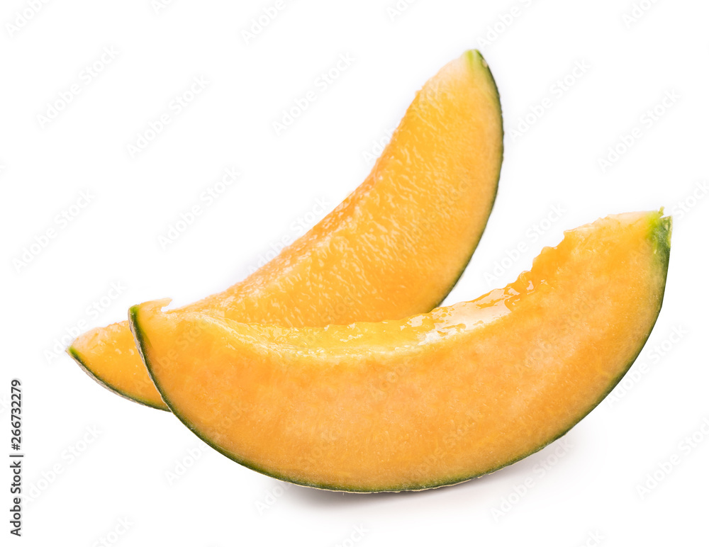 Beautiful tasty sliced juicy cantaloupe melon, muskmelon, rock melon isolated on white background, close up, clipping path, cut out. Beautiful tasty sliced juicy cantaloupe melon, muskmelon, rock melon isolated on white background, close up, clipping path, cut out.