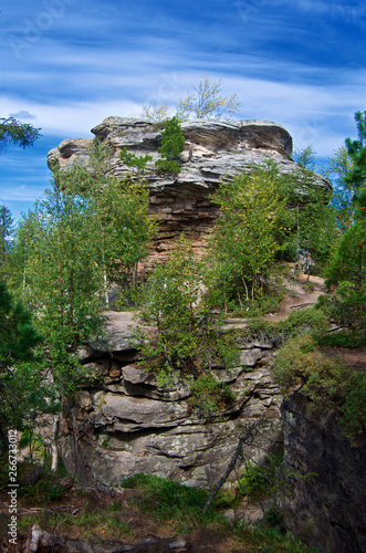 The Rock "Turtle". Landscape geomorphological natural monument "Stone city". Perm region. Russia