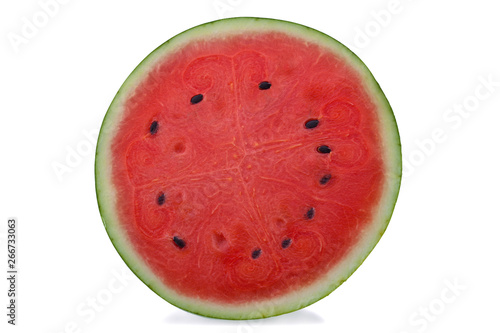 A half of fresh watermelon isolated on white background
