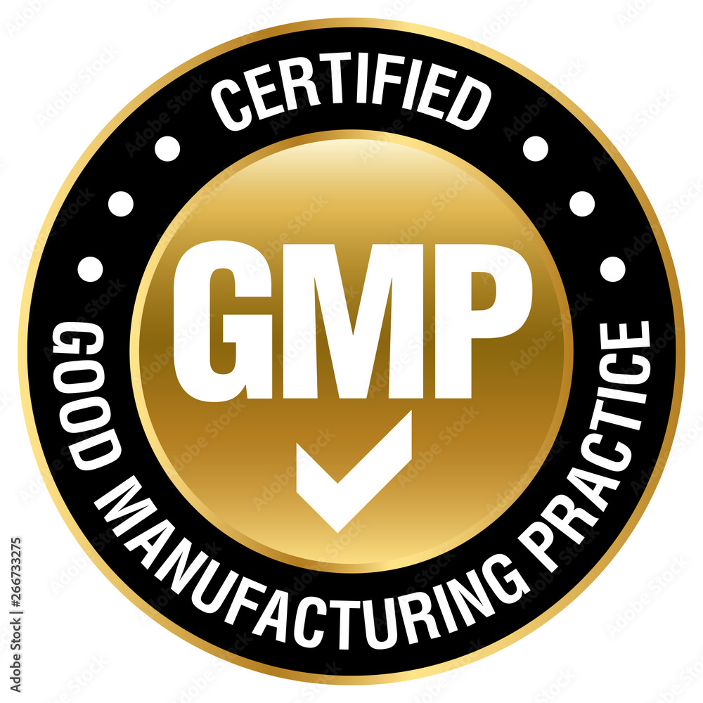 GMP (Good Manufacturing Practice) certified round stamp on white background - Vector