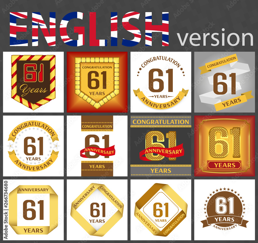 Set of number 61 templates