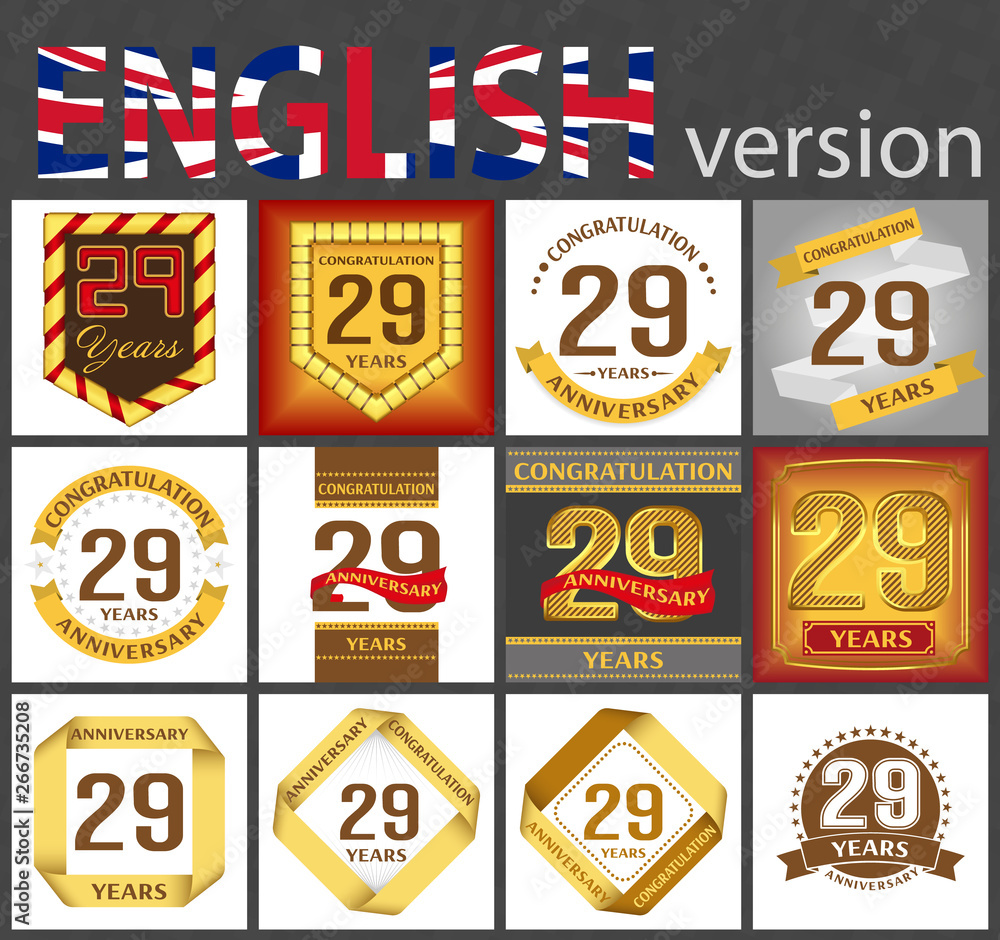 Set of number 29 templates