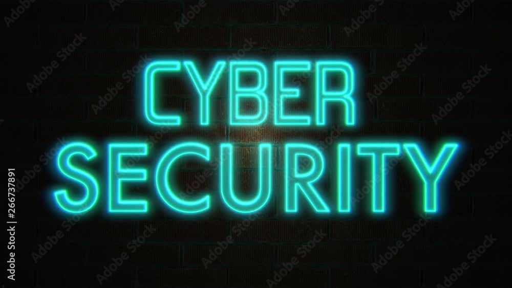 Cyber Security neon text on brick wall. Seamless loop, 4k Cyber Security neon text on brick wall. Seamless loop, 4k