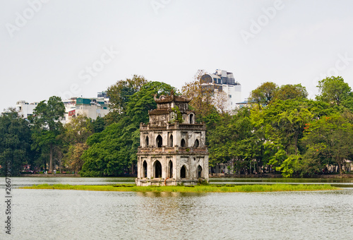 Turtle tower in Hoan Kiem lake,Hanoi,Vietnam