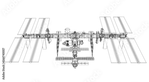 Fototapeta Naklejka Na Ścianę i Meble -  International Space Station Outline. Vector