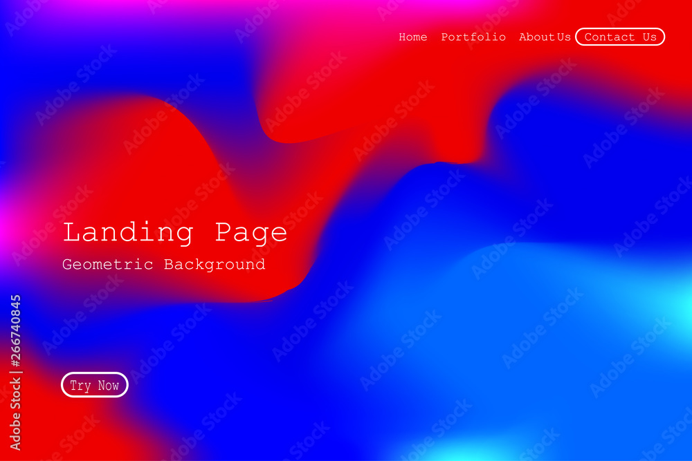Trendy and modern landing page background and Cool banner design template. with Fluid, liquid, wavy, gradient, flowing, dynamic shape background color.