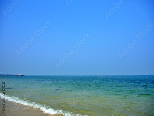 The beauty of sea in the summer and spring at the shore  beach with horizon and bluesky
