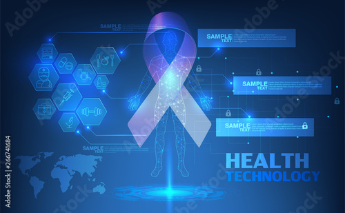 abstract technological health care; Breast Cancer October Awareness Month Campaign; scientific interface; futuristic backdrop; vector illustration.