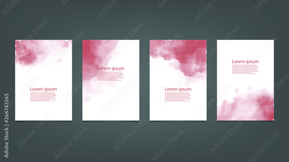Pink watercolor Brochure for you design,vector.