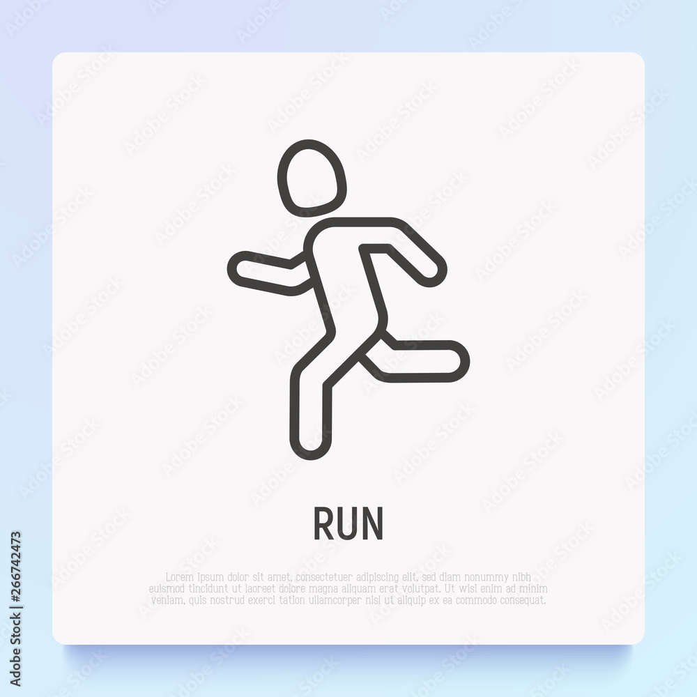 Running man thin line icon. Marathon runner. Modern vector illustration. Running man thin line icon. Marathon runner. Modern vector illustration.