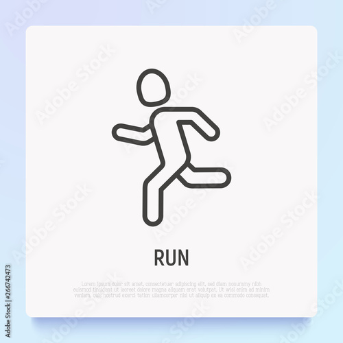 Running man thin line icon. Marathon runner. Modern vector illustration.