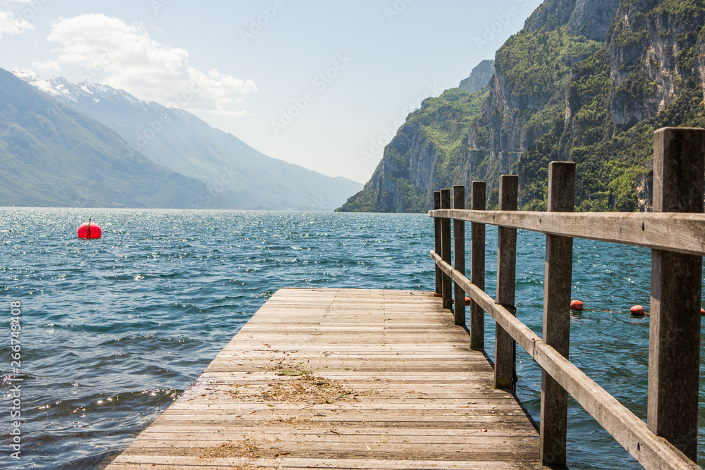 Summer view over of lake Garda in Italy, Europe. Beautiful landscape with lake.