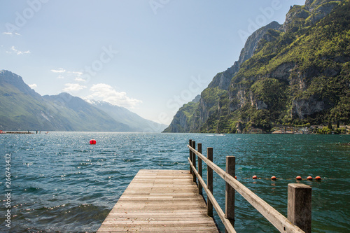 Summer view over of lake Garda in Italy, Europe. Beautiful landscape with lake. © romeof