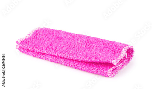 Pink towel isolated on a white background