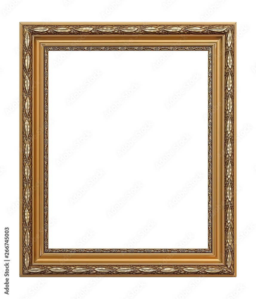 Golden frame for paintings, mirrors or photo isolated on white background Golden frame for paintings, mirrors or photo isolated on white background