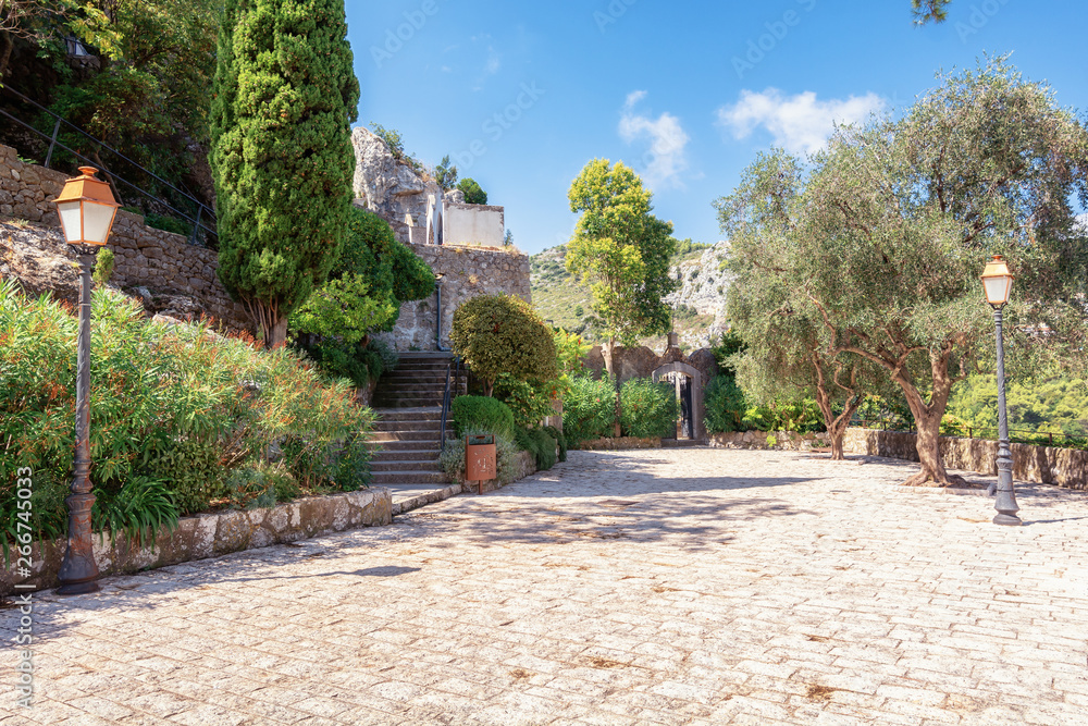 The entrence to the cemetery  of the  picturesque medieval French village of Eze